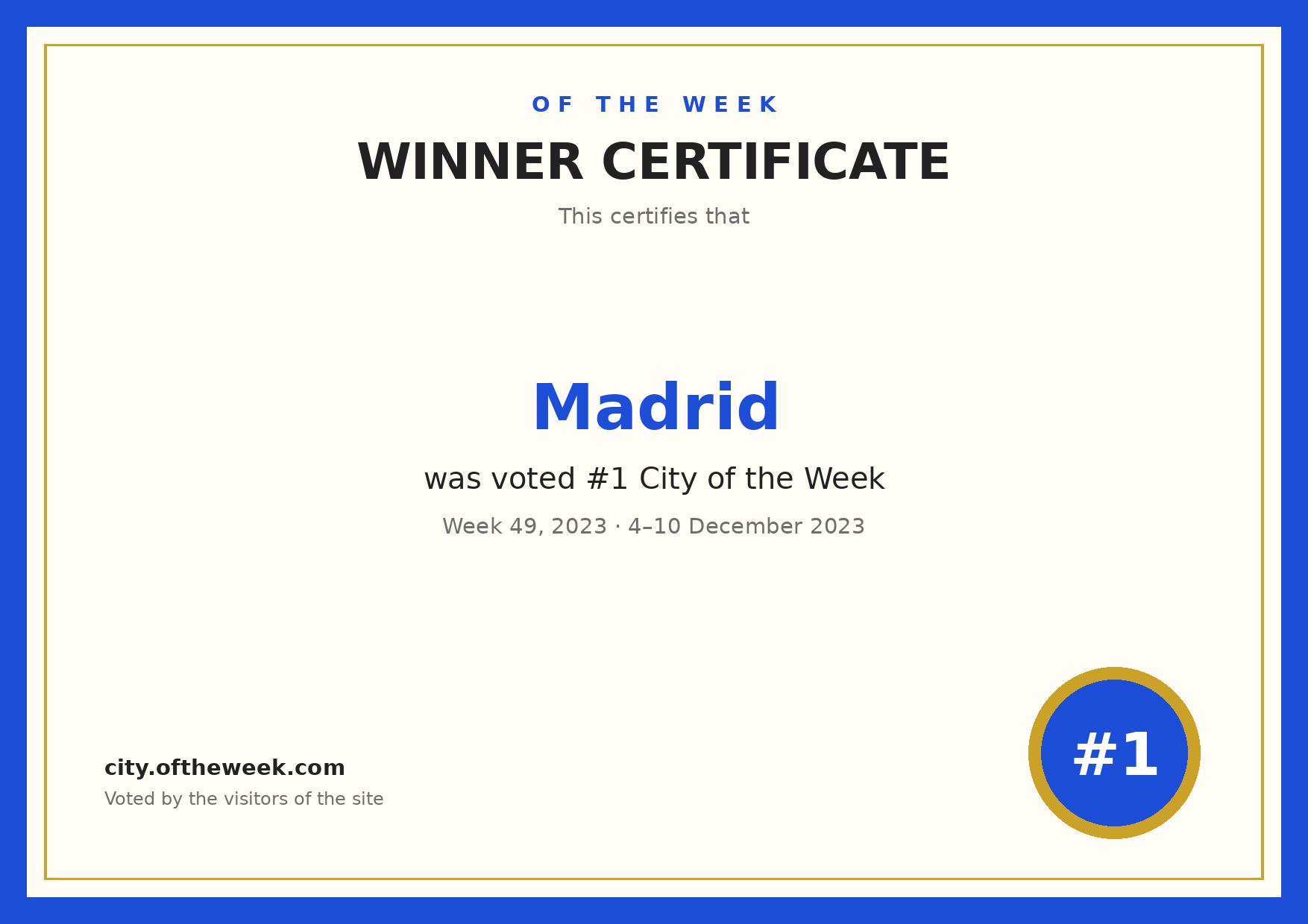 Certificate — Madrid