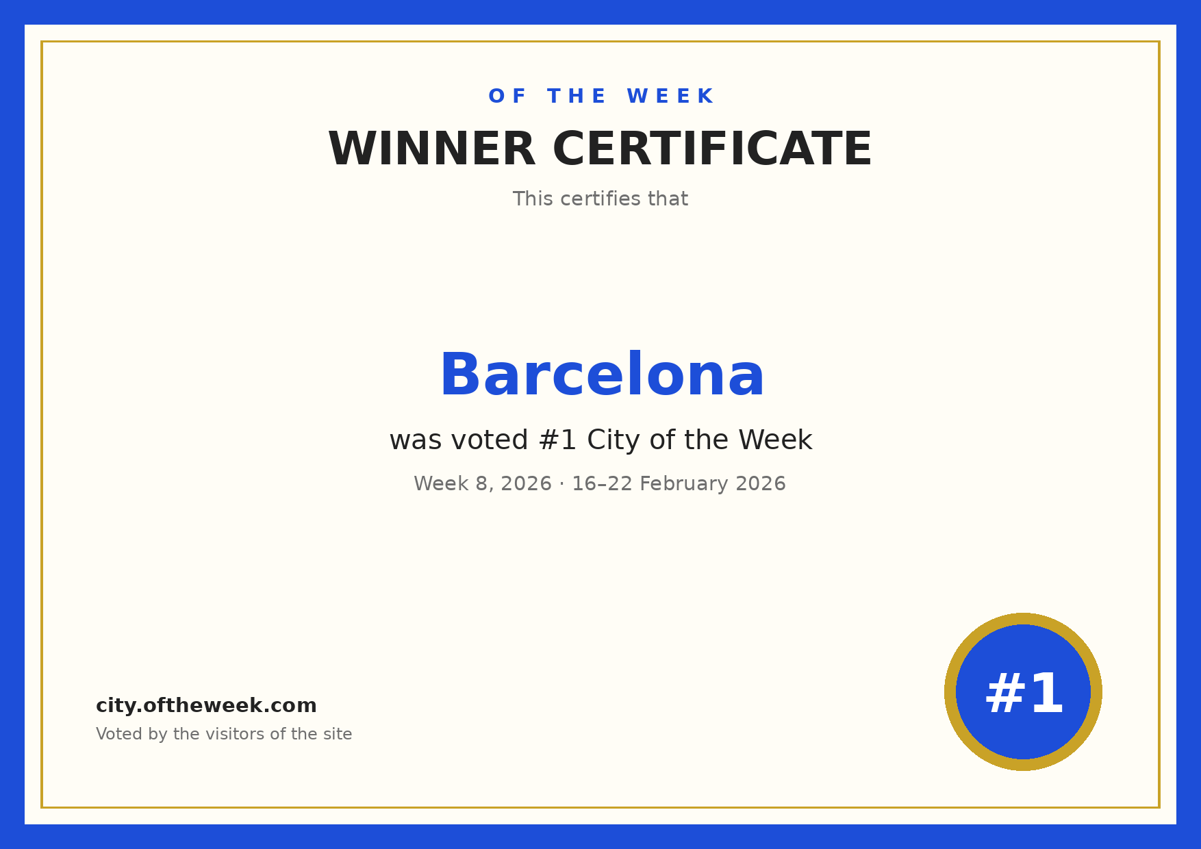 Certificate — Barcelona